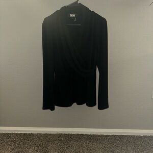 DKNY Elegant Black Drape Blouse